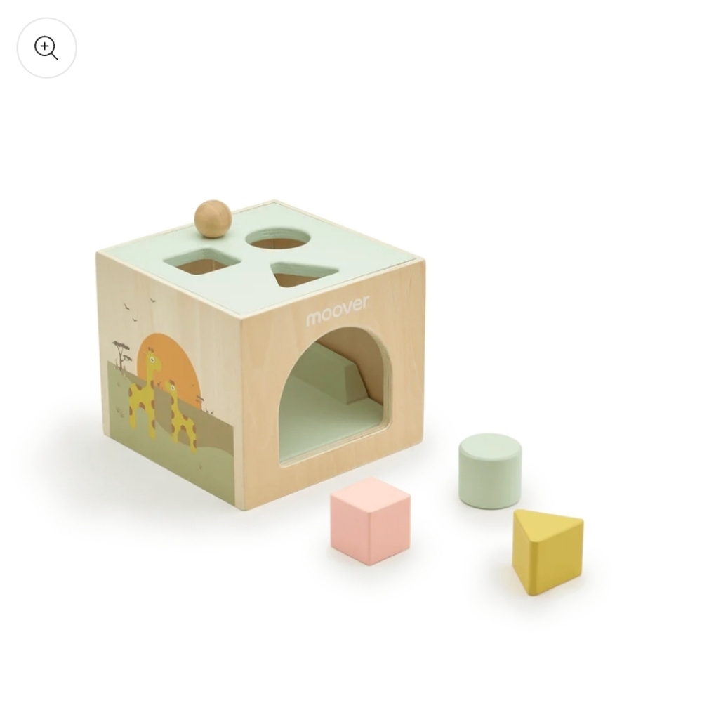 Moover Shape Sorter Box - Natural, Yellow, Pink, Green Shape